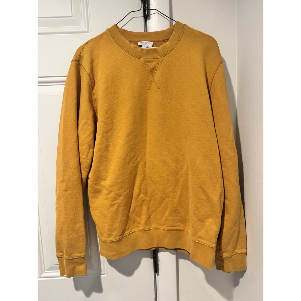 Sunspel Women's Sweatshirt Mustard Yellow Fleece Interior Sz M Pullover Cozy